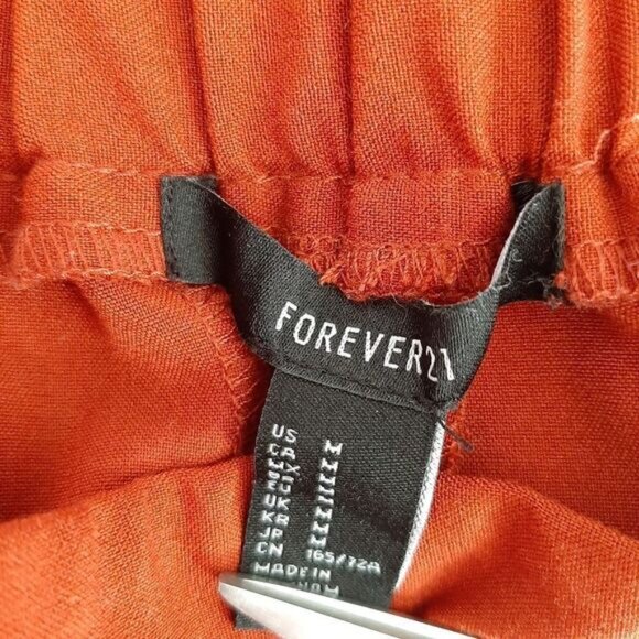 FOREVER 21 High Rise Crop Pleated Front Pull-on Dress Pants Brick Red Sz M - Picture 8 of 8